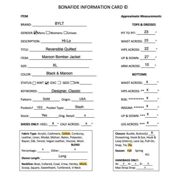 BYLT Mens Hi-Lo Reversible Quilted Maroon Bomber Jacket Size XL Black FA EXC - Picture 10 of 10